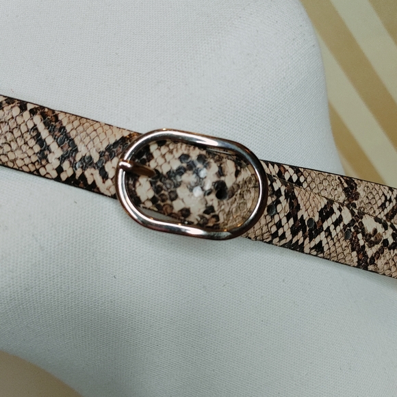 PYTHON PRINT OVAL BUCKLE BELT, SAND PYTHON 2XL - Picture 5 of 6